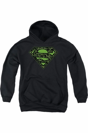 Superman Circuits Shield Youth Pull Over Hoodie / Hooded Sweatshirt graphic tees for boys, polo shirts boys