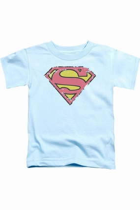 Superman Distressed Shield Short Sleeve Juvenile Tee / T-Shirt graphic tees for boys, polo shirts boys