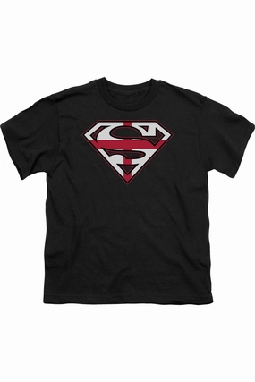 Superman English Shield Short Sleeve Youth Tee / T-Shirt graphic tees for boys, polo shirts boys