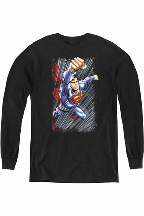 Superman Faster Than Youth Long Sleeve Tee / T-Shirt graphic tees for boys, polo shirts boys