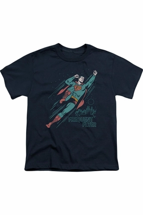 Superman Frequent Flyer Short Sleeve Youth Tee / T-Shirt graphic tees for boys, polo shirts boys