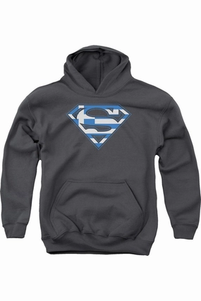 Superman Greek Shield Youth Pull Over Hoodie / Hooded Sweatshirt graphic tees for boys, polo shirts boys