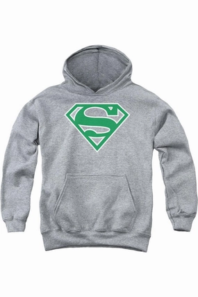 Superman Green & White Shield Youth Pull Over Hoodie / Hooded Sweatshirt graphic tees for boys, polo shirts boys