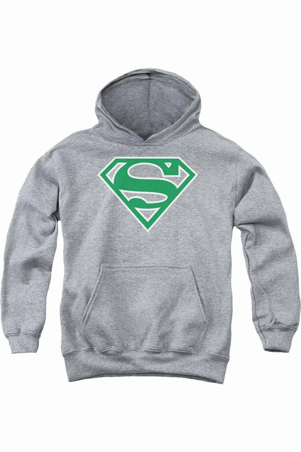 Superman Green & White Shield Youth Pull Over Hoodie / Hooded Sweatshirt graphic tees for boys, polo shirts boys