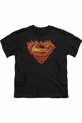 Superman Hot Metal Short Sleeve Juvenile Tee / T-Shirt graphic tees for boys, polo shirts boys