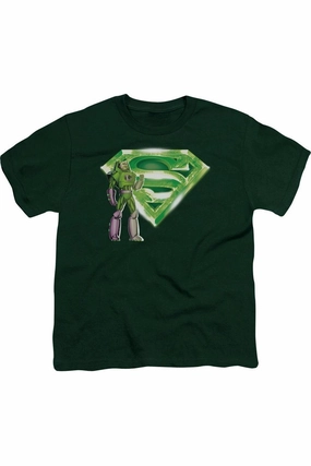 Superman Lex & Kryptonite Logo Short Sleeve Youth Tee / T-Shirt graphic tees for boys, polo shirts boys