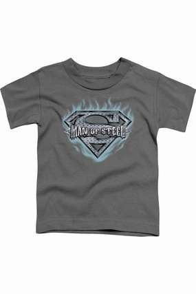 Superman Man Of Steel Shield Short Sleeve Juvenile Tee / T-Shirt graphic tees for boys, polo shirts boys