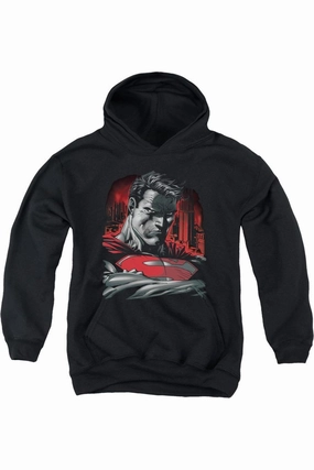 Superman Man Of Steel Youth Pull Over Hoodie / Hooded Sweatshirt graphic tees for boys, polo shirts boys