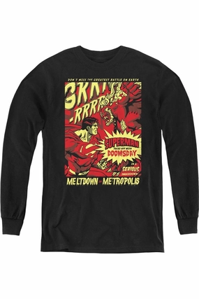 Superman Metropolis Meltdown Youth Long Sleeve Tee / T-Shirt graphic tees for boys, polo shirts boys
