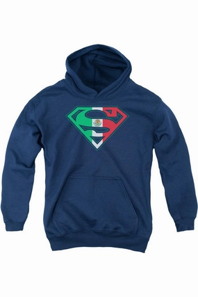 Superman Mexican Shield Youth Pull Over Hoodie / Hooded Sweatshirt graphic tees for boys, polo shirts boys