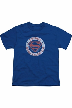 Superman Muscle Club Short Sleeve Youth Tee / T-Shirt graphic tees for boys, polo shirts boys