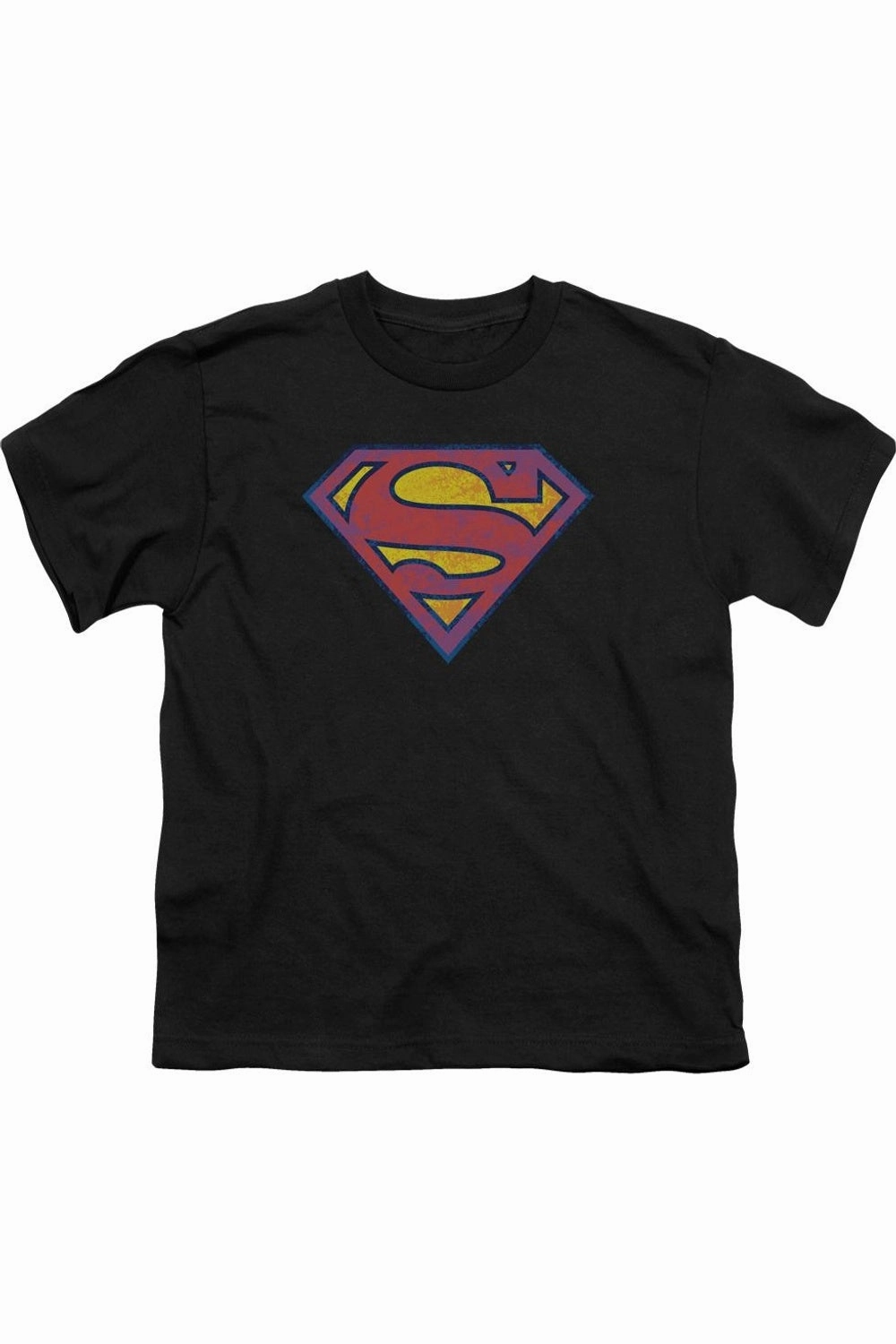 Superman Neon Distress Logo Short Sleeve Juvenile Tee / T-Shirt graphic tees for boys, polo shirts boys