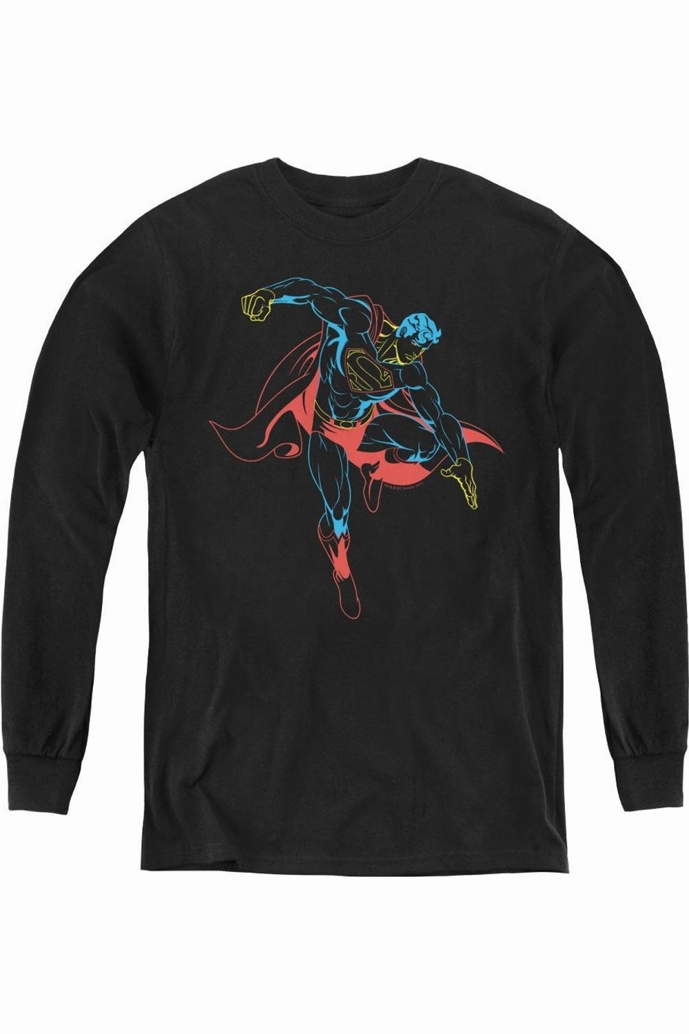 Superman Neon Superman Youth Long Sleeve Tee / T-Shirt graphic tees for boys, polo shirts boys