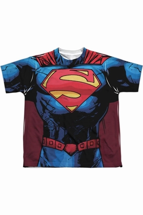 Superman New 52 Superman Short Sleeve Youth Poly Crew Tee / T-Shirt graphic tees for boys, polo shirts boys