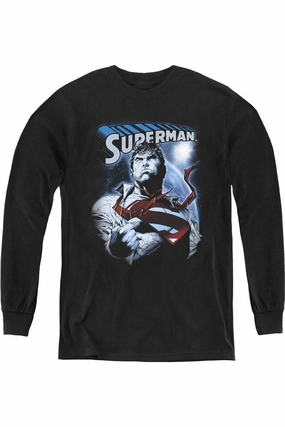 Superman Protect Earth Youth Long Sleeve Tee / T-Shirt graphic tees for boys, polo shirts boys