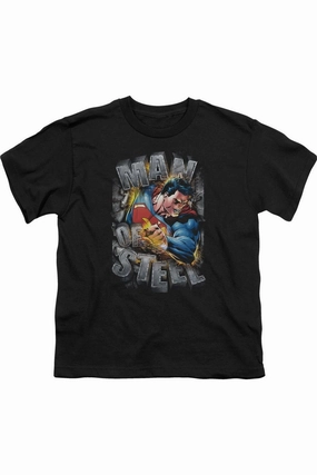 Superman Ripping Steel Short Sleeve Youth Tee / T-Shirt graphic tees for boys, polo shirts boys