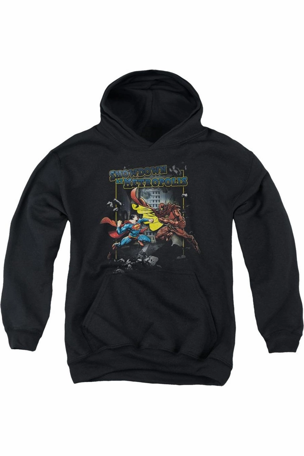 Superman Showdown Youth Pull Over Hoodie / Hooded Sweatshirt graphic tees for boys, polo shirts boys