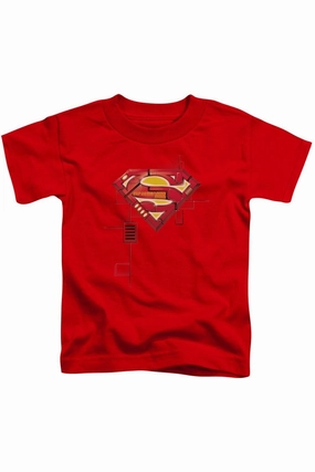 Superman Super Mech Shield Short Sleeve Juvenile Tee / T-Shirt graphic tees for boys, polo shirts boys