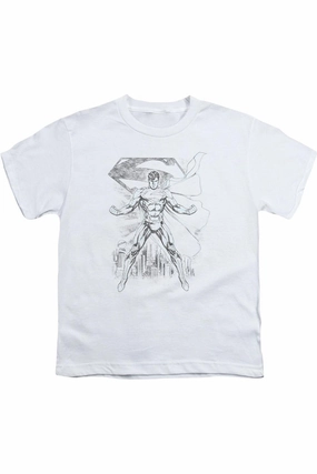 Superman Super Sketch Short Sleeve Youth Tee / T-Shirt graphic tees for boys, polo shirts boys