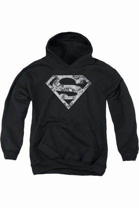 Superman Urban Camo Shield Youth Pull Over Hoodie / Hooded Sweatshirt graphic tees for boys, polo shirts boys