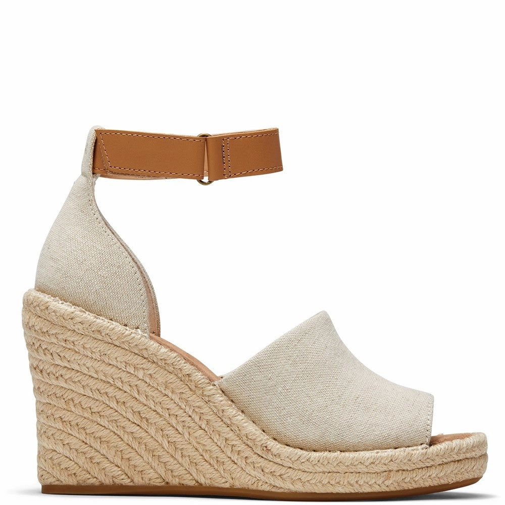 TOMS Marisol Natural Oxford/Leather Wedge Lightweight Running Shoes,Slip On Athletic Shoes,Breathable Workout Shoes